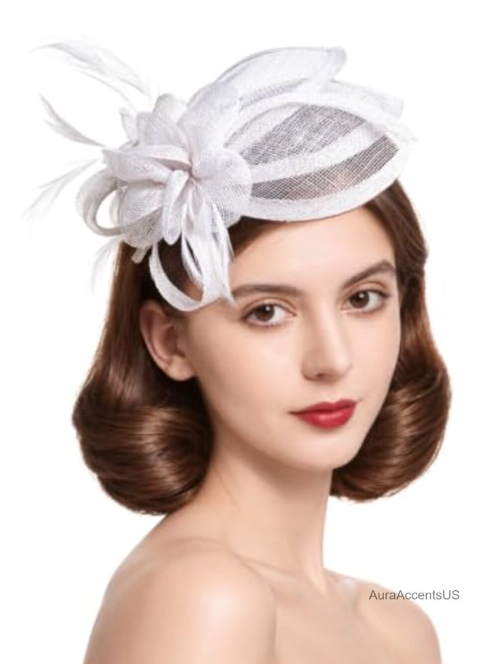 Handmade Natural Sinamay Fascinator with Feathers Derby Church Tea Party Hat